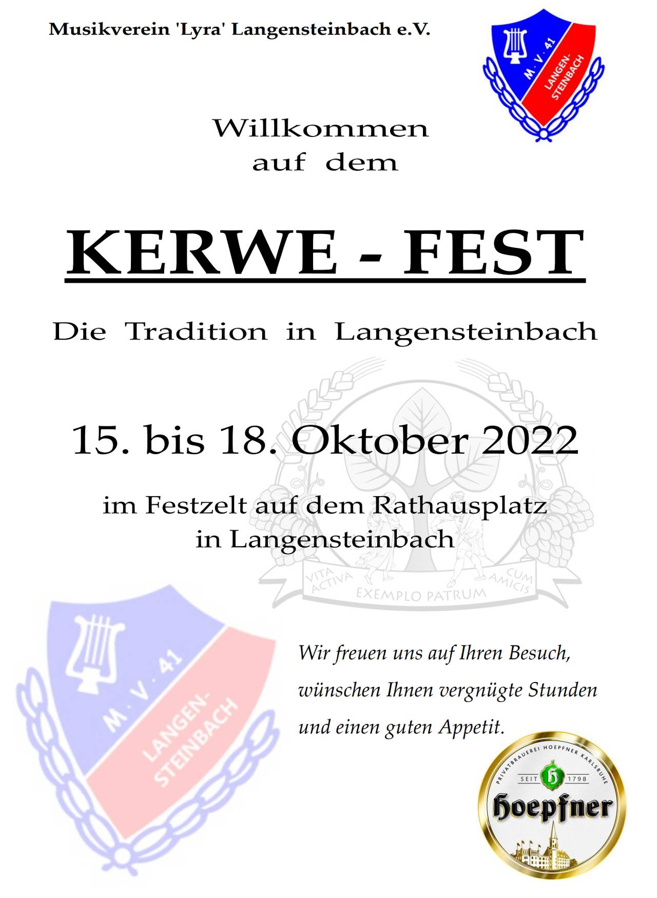 Kerwe Fest 2022 - Programm - MV Langensteinbach